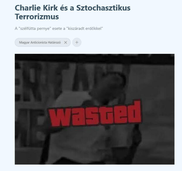 Charlie Kirk és a Sztochasztikus Terrorizmus